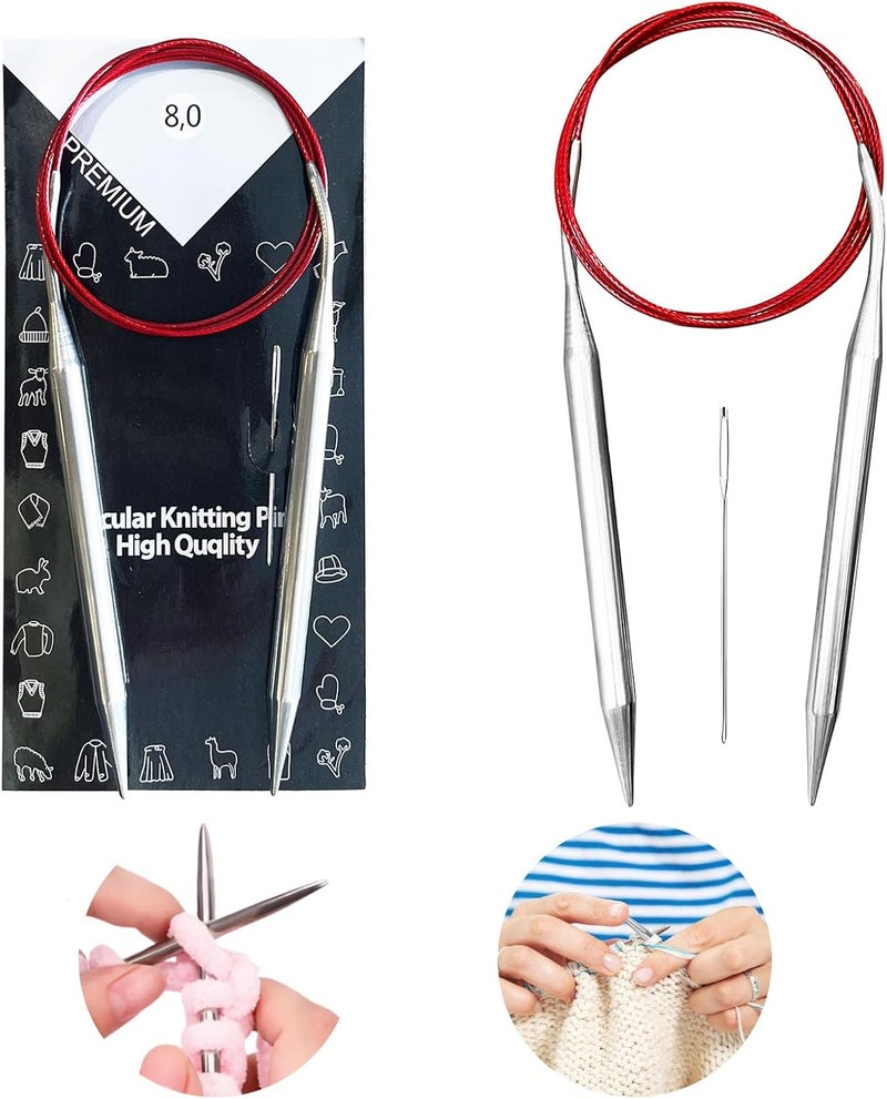 Soosui 8 mm Circular Knitting Needles US11 |40 inches/100 cm | Suitable for Beginners to Knit Sweaters, Scarves, Blankets and Other Projects! - Image 1